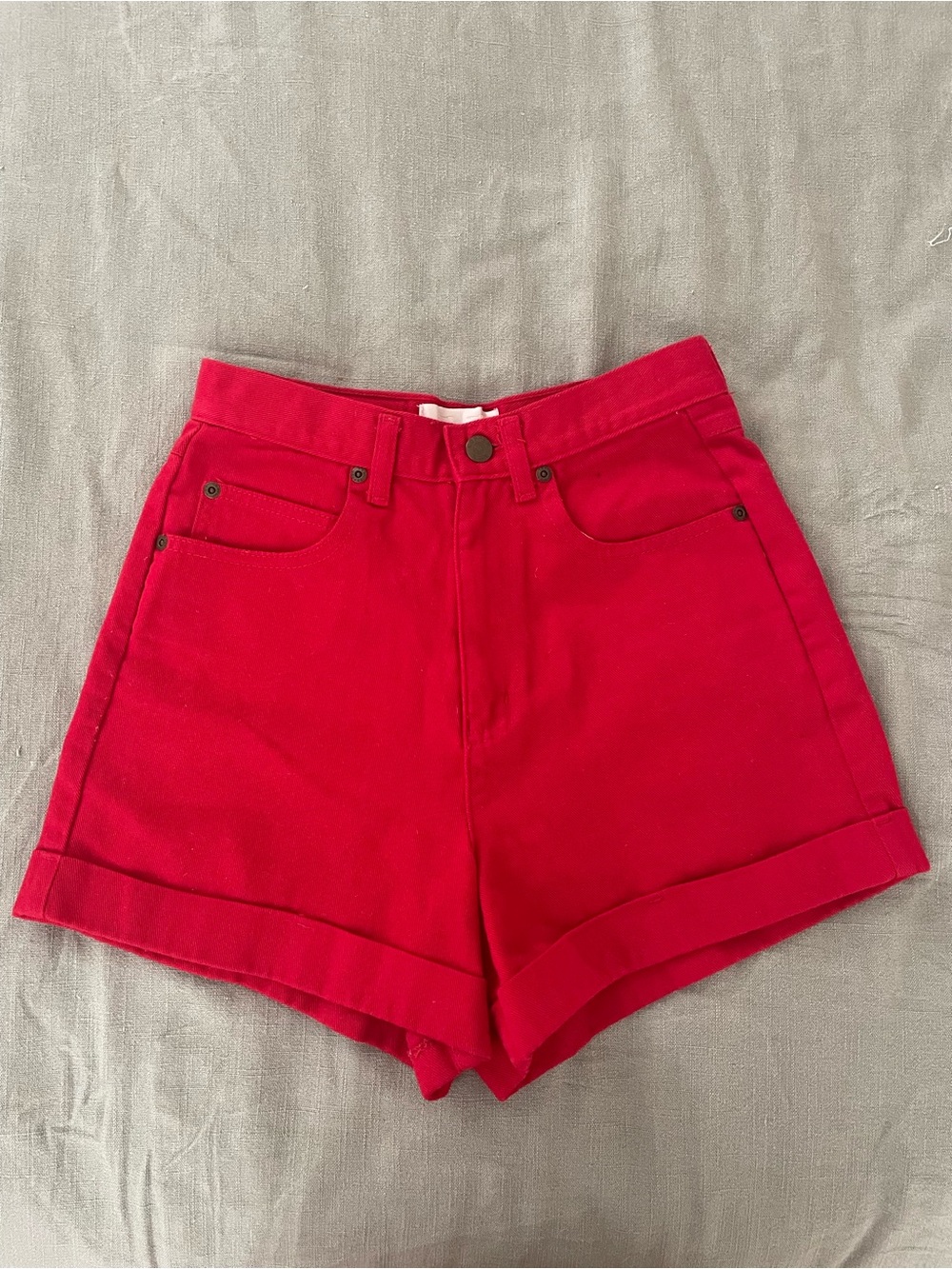 Copper Key High-Waist Red Cuffed Shorts